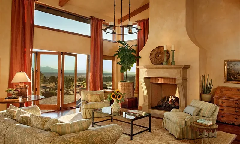 Modern Tuscan Living Room Sets with Stone and Wood Finishes